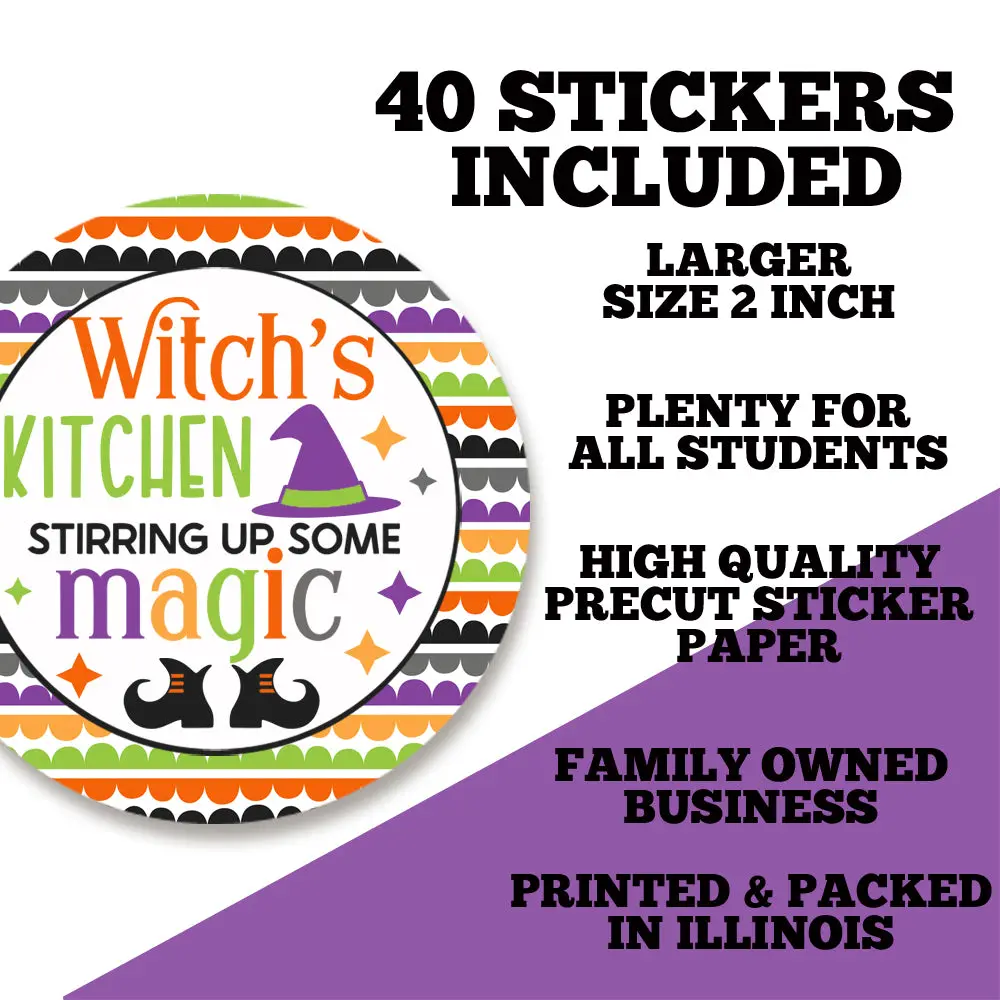 Halloween Treat Stickers - 40 Adorable Designs for Cookies Cupcakes & Party Favors - Professionally Printed Peel & Stick Labels - Made in USA - Perfect for Kids & Spooky Celebrations