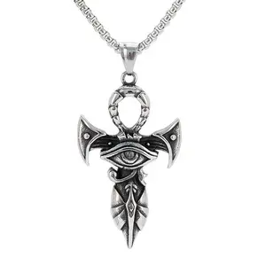 Hot Selling  Vintage Egyptian Horus Eye Anka Cross Men's Worn Necklace Personalized Fashion Avant-garde Party