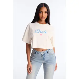 Bride Vibes Cropped Tee - Cream