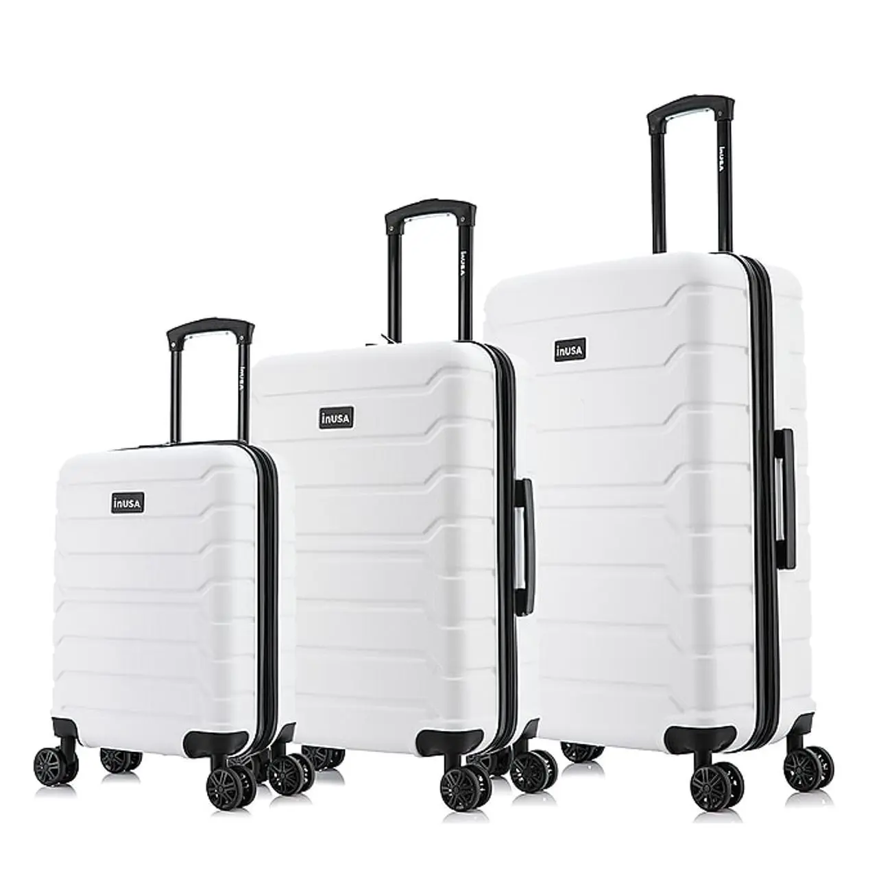InUSA Trend 3-Piece Hardside Spinner Carry-On Luggage Set, TSA Checkpoint Friendly, White (IUTRESML-WHI)