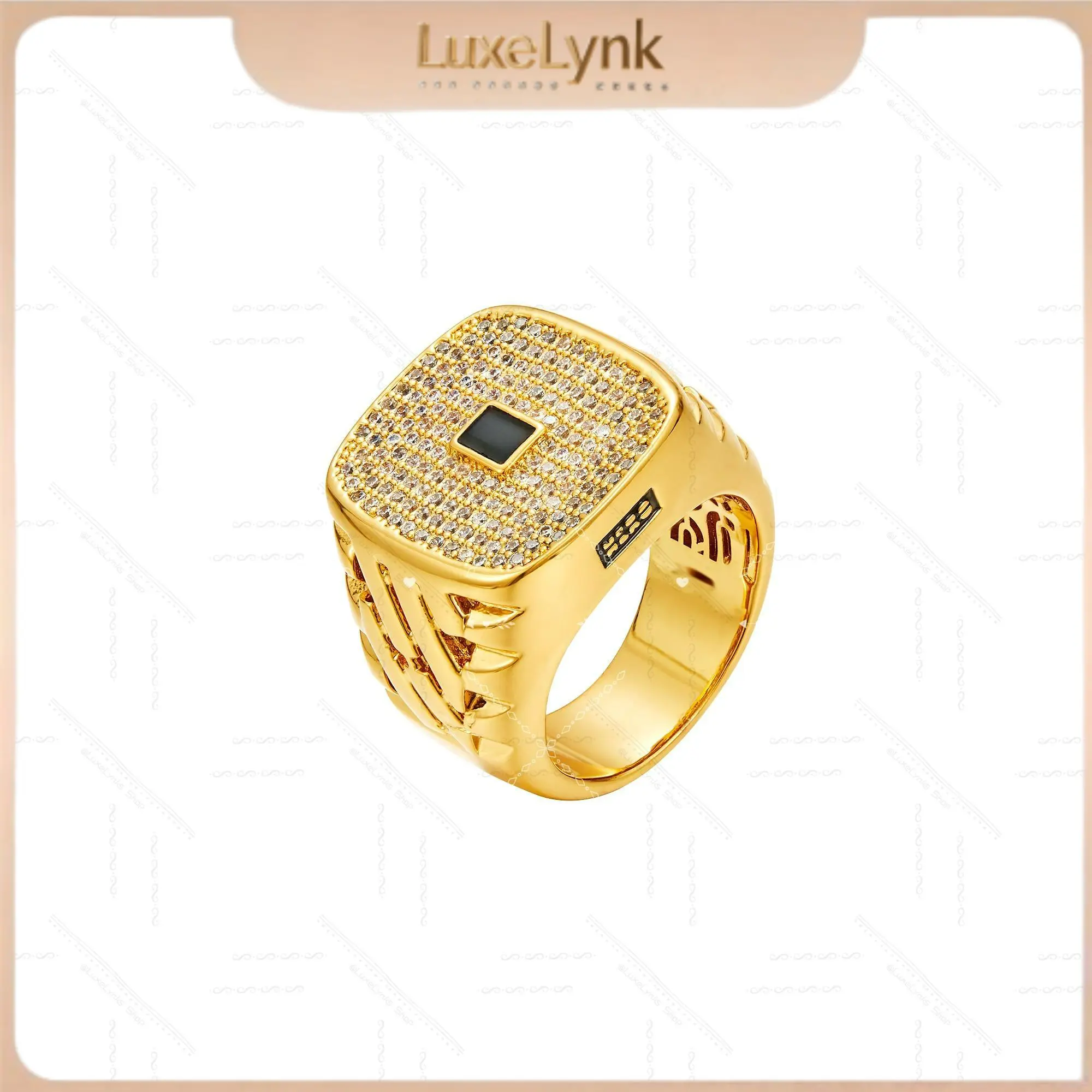 Cuban oval 14K gold-plated ring, fashionable and elegant hip-hop style gold-plated luxury version of men's and women's ring,  Miami fashion party style, the best gift for men and women