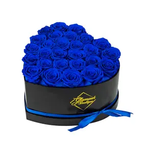 Immortal Love Black Heart | 27 Blue Roses Decor Box