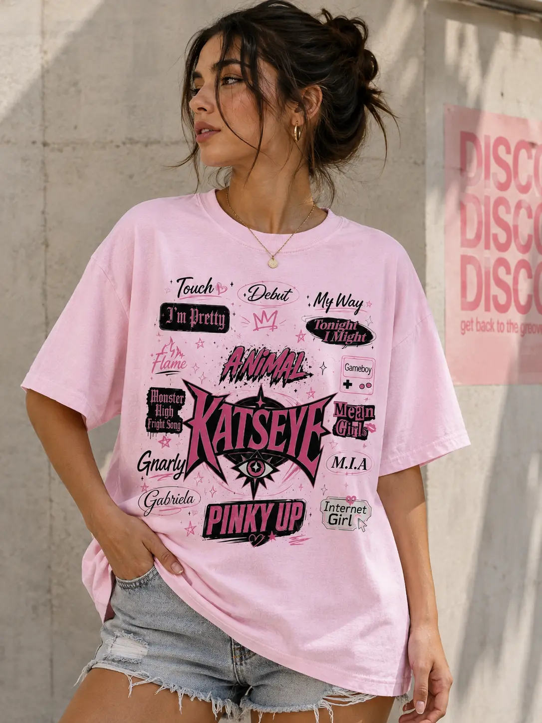Comfort Colors Katseye Animal Pinky Up Girls Retro Girl Group Graphic Tee, Vintage K‑Pop Inspired Shirt, Music Fan Merch Gift, Concert Style Top