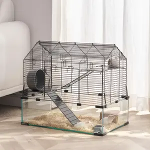 【DealsForYouDays】VEVOR Hamster Cage,  , 360° Viewing Transparent Hamster Habitats, Small Animal Cage, 22.8 x 15 x 21.3 in, Ventilated Pet Mouse Cages with Water Bottle, Portable Hamster House for Rats, Guinea Pigs