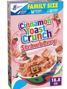 Cinnamon Toast Crunch Breakfast Cereal, Crispy Strawberry Cereal, Family Size, 18.8 oz