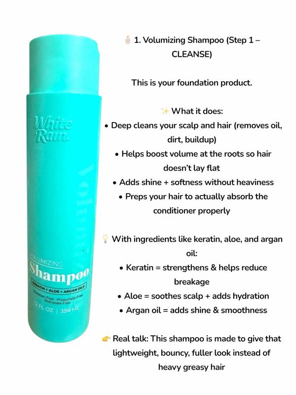 3-pc volumizing/frizz white rain shampoo,conditioner, and leave-in Set for Haircare