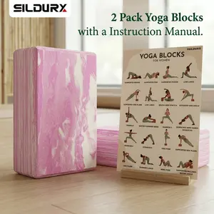 2-Pack Yoga Blocks, High-Density Yoga Brick Foam Blocks Non-Slip EVA Foam Block Yoga Props Accessories Yoga Equipment for Yoga Pilates Stretching and Meditation Stretching Gear