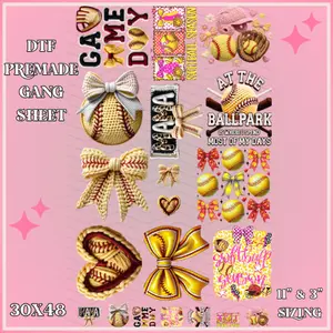 Retro Softball - 30x48 - DTF PREMADE GANG SHEET