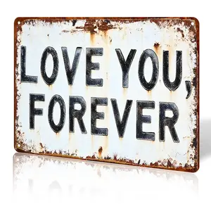 1PC, Aluminum Sign, "Love You ,Forever" Vintage Metal Sign, 8*12inch "Love You, Foreve" Decorative Sign, Modern Love Theme Wall Art, Multi-functional Home Decoration Suitable for Entrance, Corridor, Room, Wedding Arrangement, Creative Road Sign