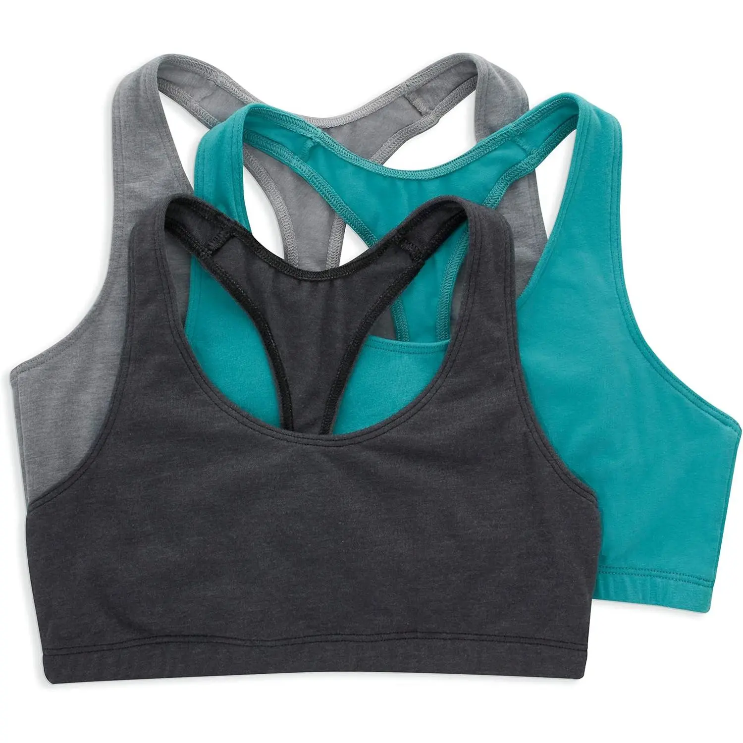 Women's Cotton-Spandex Elastane Bralette - Racerback T-Back Style, 3-Pack, Machine Wash, No Padding, Invisible Underwear, Spandex Everyday Bras, Plain, Casual, T-Back Bralette, Wireless, Bra Top, Everyday Essential Bra
