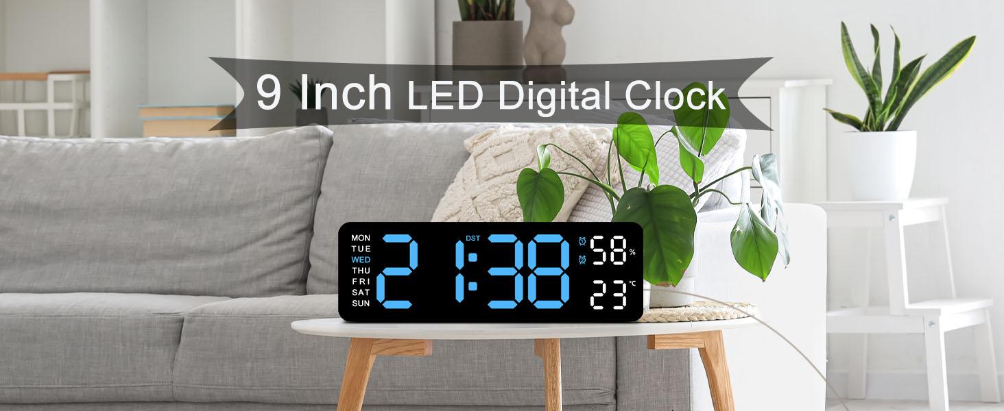 Cute room stuff，Modern Digital Alarm Clock with Date and Temperature, RGB Backlit LED Display with 5-Level Dimmer, USB Table Clock for Bedroom Office