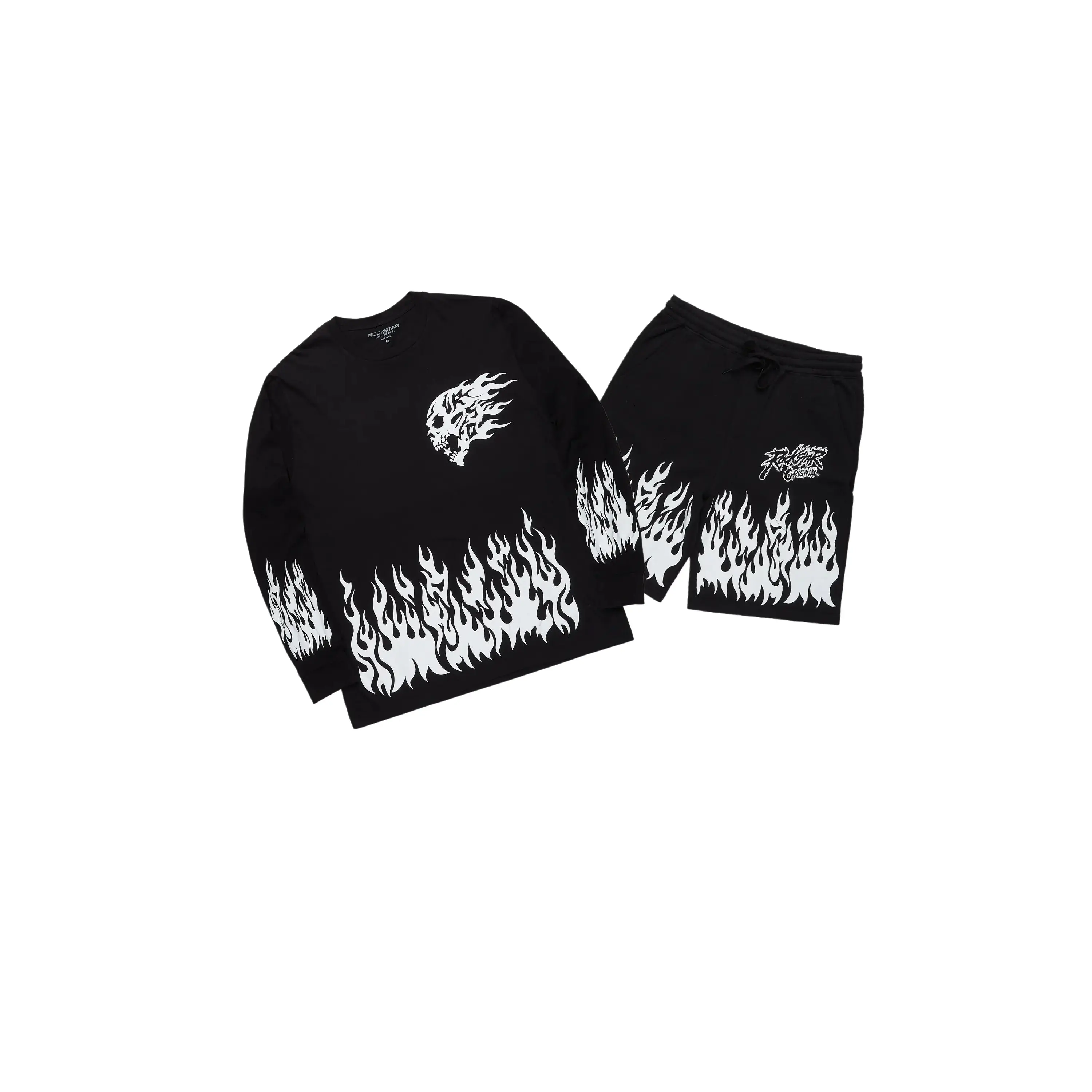 Bubble Black Long Sleeve T-Shirt Short Set