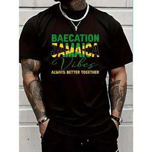 100% Cotton Baecation Jamaica Vibes Matching Couple Vacation Trip T-Shirt Women's Men Graphic Tee