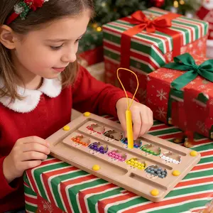 [Easter] 10 Different Colorful Wooden Magnetic Maze Toy Pen Control Concentration Training Fine Motor Skills Logical Thinking Educational Game Perfect Preschool Learning Toy Basket Stuffer Gift for Boys Girls + Birthday Gift, Birthday Gift, Ramadan, Decor