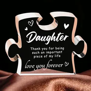 Daughter Gifts from Mom - Engraved Acrylic Block Puzzle, Best Daughter Birthday Gifts, Mothers Day Wedding Graduation Present, Desktop Decoration