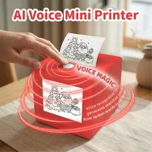 AI Voice Mini PrinterSticker box Drawing robot Wireless Portable Smart Gadget | Kids Imagination Learning Toy DIY Craft & Home Office Essential-YYPrinter Stickerbox   generation directly printto generate Painting Voiceto image Dialogue Children's Thermal