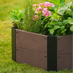 Durable Wood-Look Design  Hexagon Raised Garden Bed Kit  Easy Assembly– 31.5" x 31.5" x 11.8" Deep Planter Box  For Indoor & Outdoor Use – Large Elevated Vegetable, Herb & Flower Planter