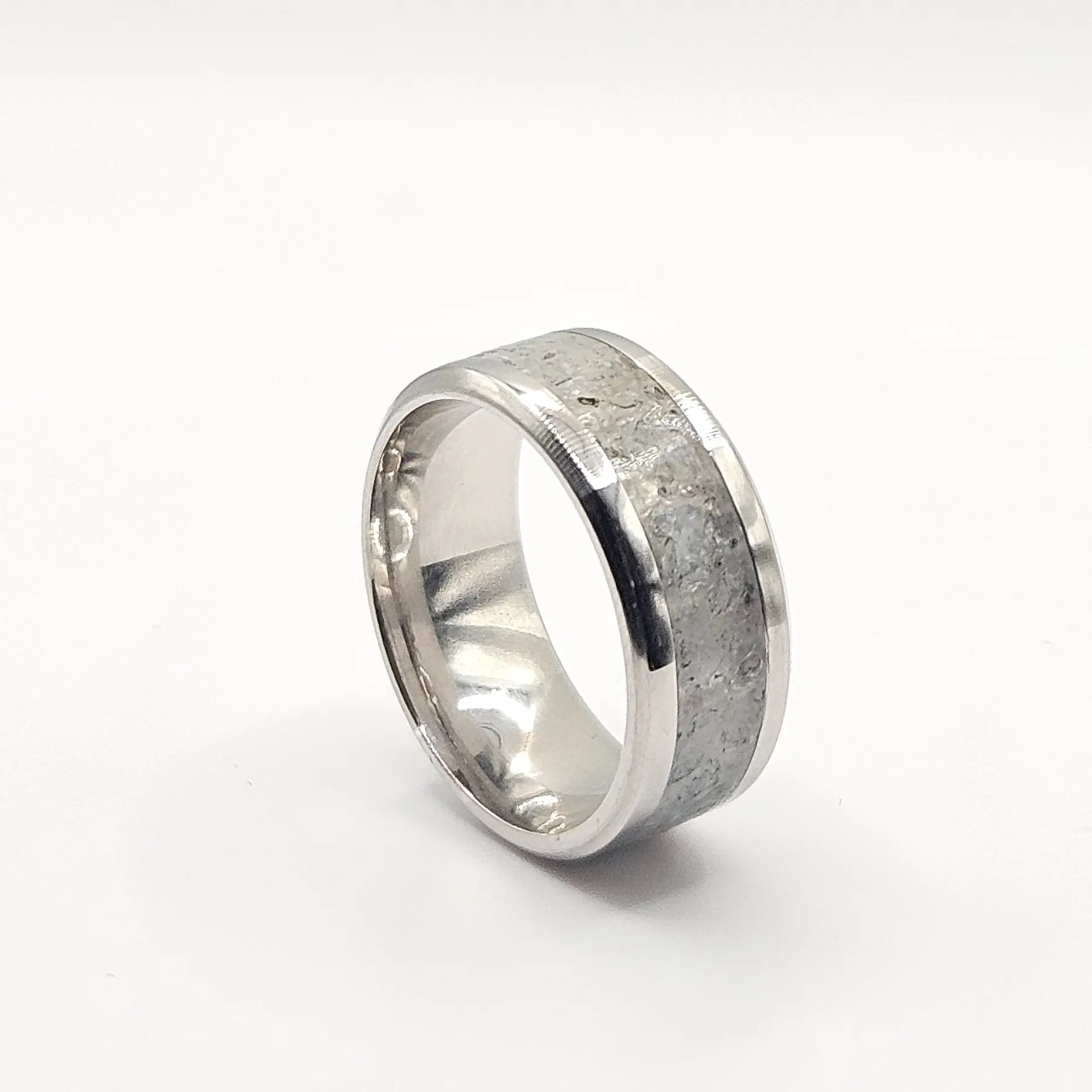 Crystal Rings June's birthstone Moonstone Stainless Steel Ring Sizes 4.5-12 8mm,6mm and 2mm width Natural Crystal Ring Rock energy healing