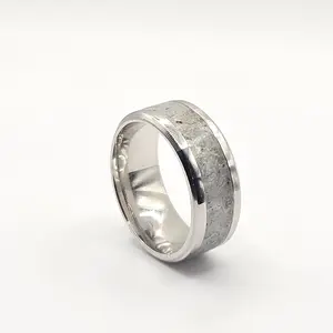 Crystal Rings June's birthstone Moonstone Stainless Steel Ring Sizes 4.5-12 8mm,6mm and 2mm width Natural Crystal Ring Rock energy healing