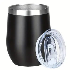 12oz Wine Tumbler with Lid, Stainless Steel Travel Mug, Double Wall Insulated Coffee Cup, Insulated Wine Glasses Travel Tumbler for Cold & Hot Drinks, Flasks Reusable spill proof design, easy to clean, durable design, perfect gift for family and friends