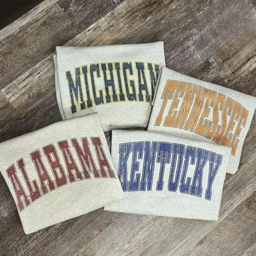 Distressed Varsity College Sweatshirt, Ash Grey Sweatshirt, Unisex Classic Pullover, Soft Cozy Fabric