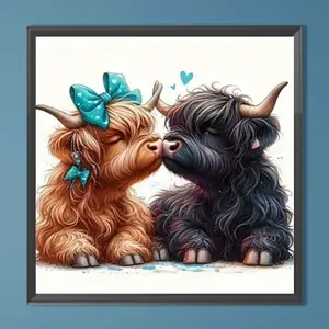 Cute Highland Cow Pattern DIY Diamond Arts Colorful Painting Kit without Frame, DIY 5D Diamond Arts Colorful Painting for Home Wall Decor, Handicraft