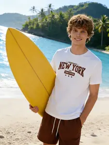 Men's Island-Style American Letter Print Set: Lightweight, Breathable Summer Short-Sleeve Shirt and Shorts Two-Piece Set for Travel