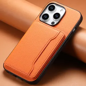 Luxury Faux Leather Stand Card Holder Phone Case Frosted Feel for iPhone 17 Pro Max 16 Plus 15 14 13 12 For Unisex Relatives Friends and Elders Holiday Gift