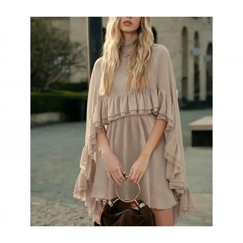 Women's Minimalist 2-Piece Casual Dress Set, Spring-Summer European-American Sleeveless Chiffon Dress with Fashionable Inner Camisole, Lightweight Basic Elegance Outfit