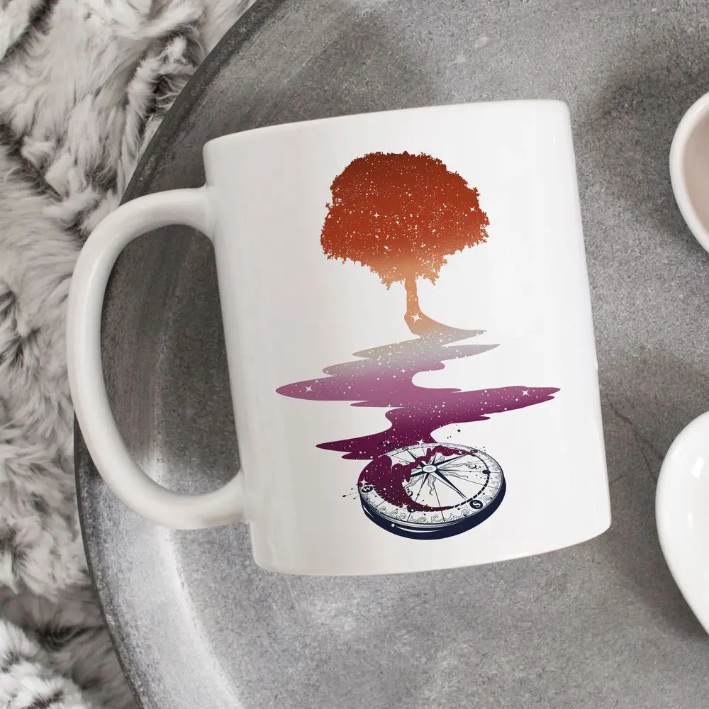 Lesbian Pride Coffee Mug, Lesbian Flag Gift, LGBT Mug, Gay Pride Month Festival Sapphic Subtle Discreet Subtle Lesbian Tree of Life