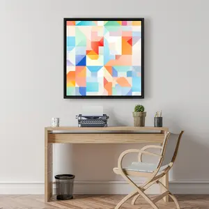 Pictorem C1FC24243Q4U6T 24 x 24 in. Geometric Cadence - Red Framed Canvas Wall Art for Home Decor