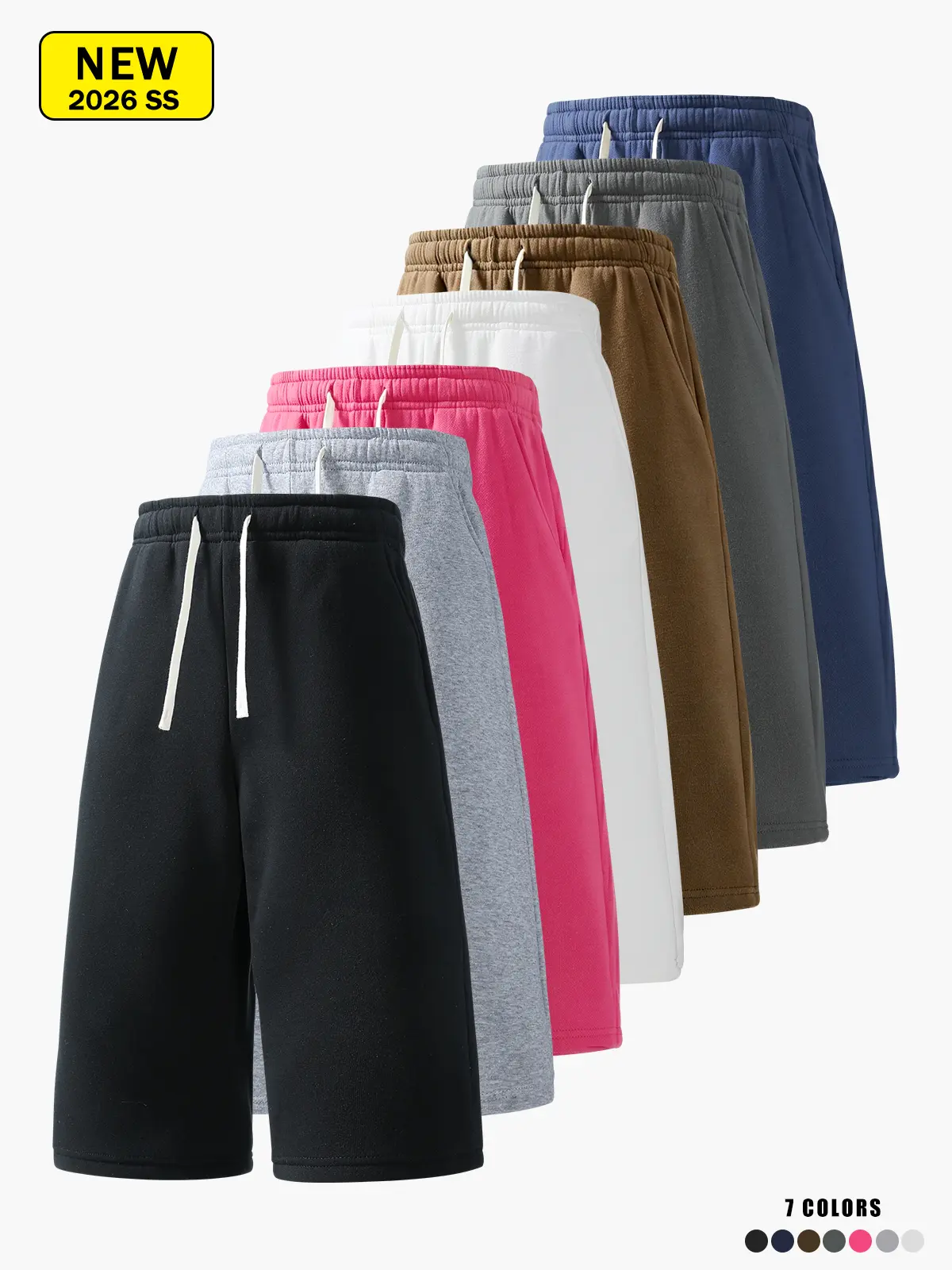 Men’s summer casual athletic shorts, three-quarter length, loose straight fit, comfortable breathable fabric, suitable for fitness, running, and other outdoor activities.