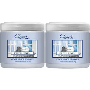 Odor Absorber Gel - 15 oz, Pack of 2 -  Freshener Absorbs and Eliminates Odors in Bathrooms, , , RVs and Pet Areas - Made with Essential Oils - Fresh Linen Scent