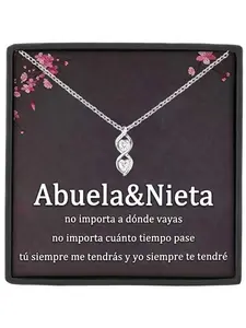 To Grandma & Granddaughter Necklace Gift Infinity Double Heart Pendant with Cubic Zirconia,Grandchild Gift To Grandmother, Generation Necklace, Sentimental Family Gift