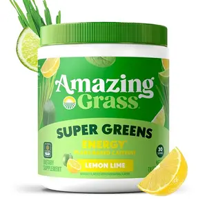Amazing Grass Greens Blend Energy Lemon Lime, 7.4 Oz, 30 Servings Healthcare Supplement Dietary Powder