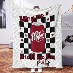 Dr Pepper Flannel Blanket Beverage Lover Gift Blanket  for Bed Sofa Home Bedroom Office Travel  Family Friends and Kids Birthday Gift Christmas Present