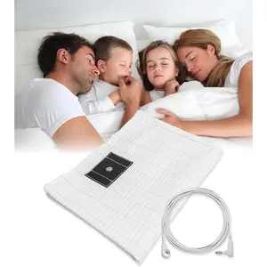 Grounding Sheets, Soft Grounding Mat for Bed, Cotton & Silver Fiber Bed Grounding Sheet for Bed Sleeping Therapy Natural Wellness, 27X52 INCH, White