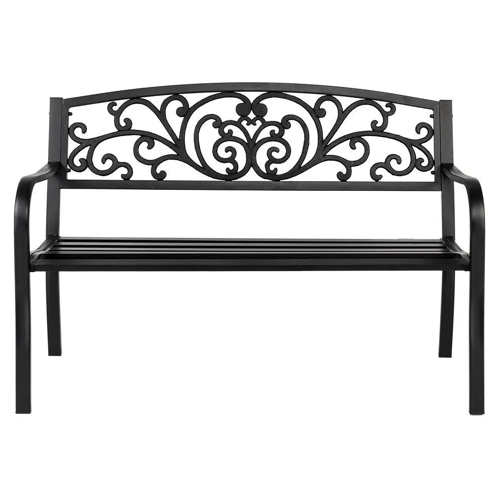 Outvita 50" Iron Outdoor Courtyard Decoration Park Leisure Bench with Ornate Scroll Design for Garden Decor Summervibes