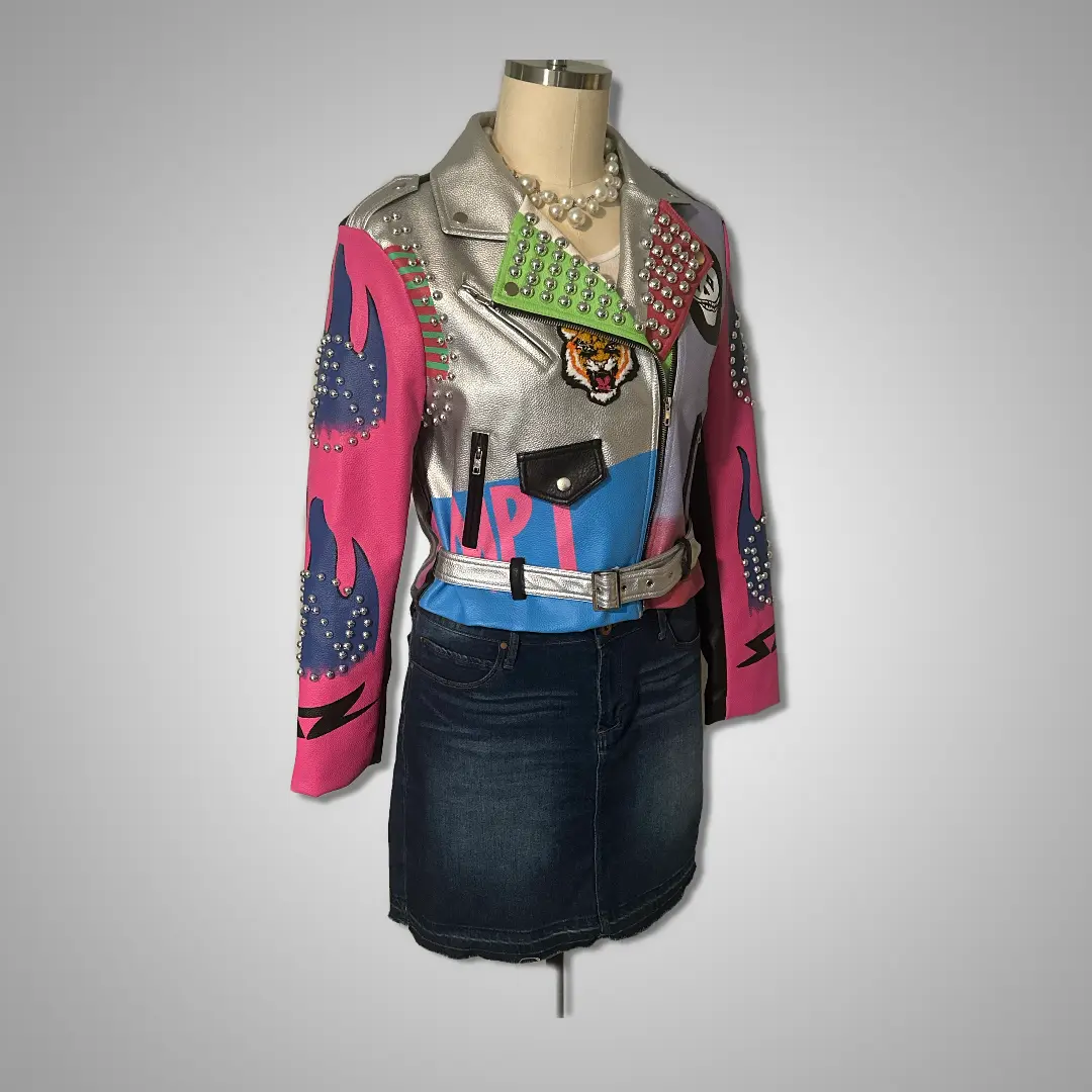 AZALEA WANG Periodt Jacket - Stylish Design with Classic Style for Everyday Wear, Ideal for Women - Leather, Womenswear Coats Sleeves Print Comfort Tops Sleeves Outerwear Sleeves Sleeves