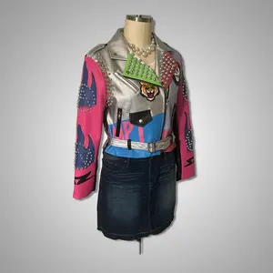 AZALEA WANG Periodt Jacket - Stylish Design with Classic Style for Everyday Wear, Ideal for Women - Leather, Womenswear Coats Sleeves Print Comfort Tops Sleeves Outerwear Sleeves Sleeves