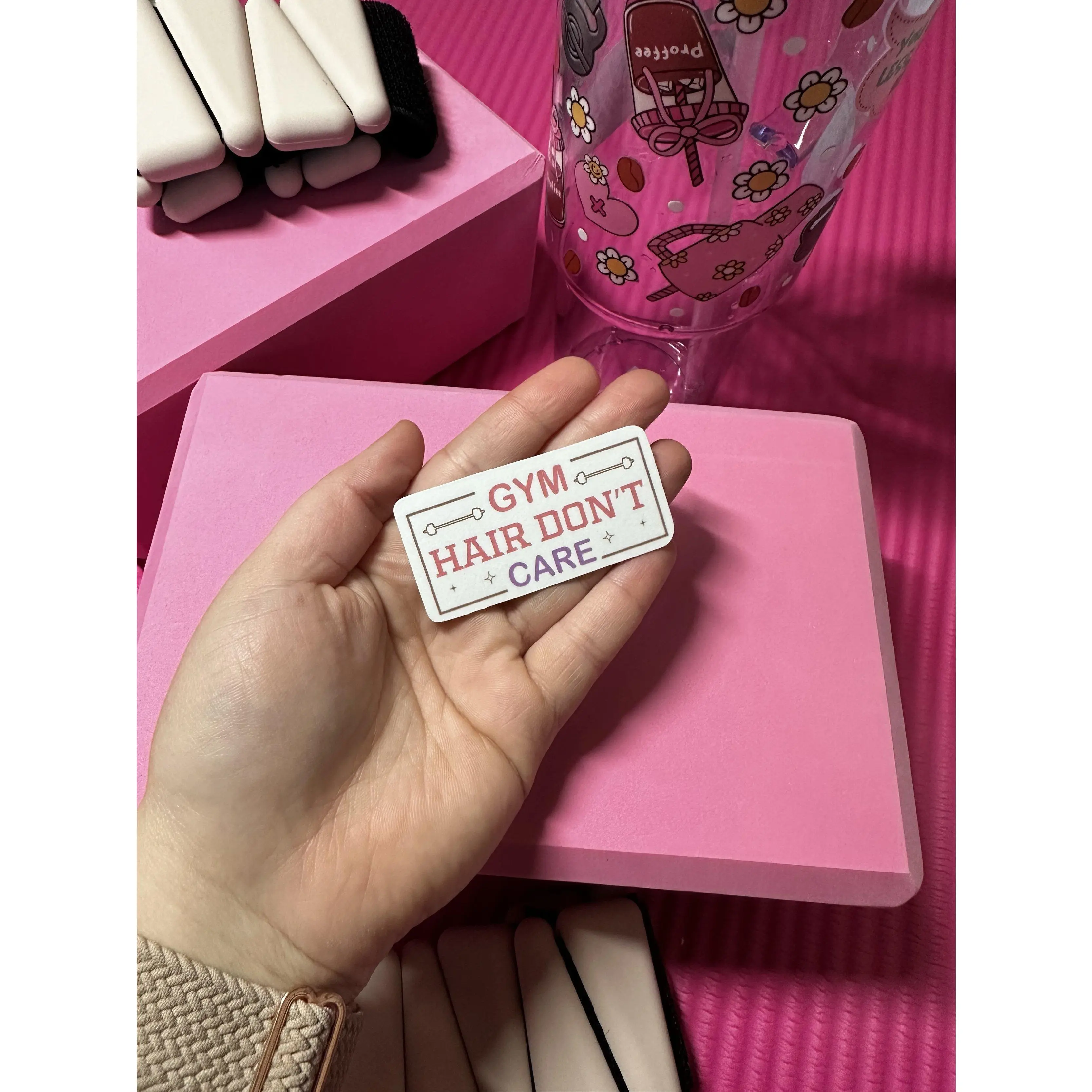 Gym Hair Dont Care – Workout Warrior Sticker - Waterbottle Gym Sticker