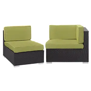 Modway Gather Corner and Middle Outdoor Patio Sectional Set in Espresso Peridot