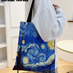 2D Flat Printing 2pcs Of Starry Night Landscape Tote Bag/ Beach Bag With Makeup Bag Aesthetic Reusable Shopping Bag Shoulder Bag Travel Toiletry Bag Gift For Bachelor Party Suitable For Travel Beach Vacations And Leisure Occasions, For Teenager
