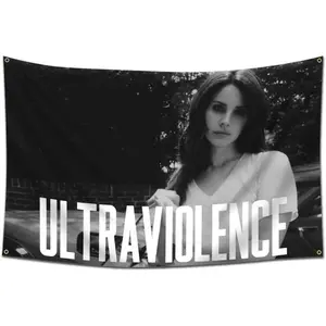 Lana del Singer Rey Flag Tapestry Album Cover Flag Tapestry 60*40 Inch Wall Hanging Living Room Bedroom Dormitory Aesthetic Decoration Peach skin suede