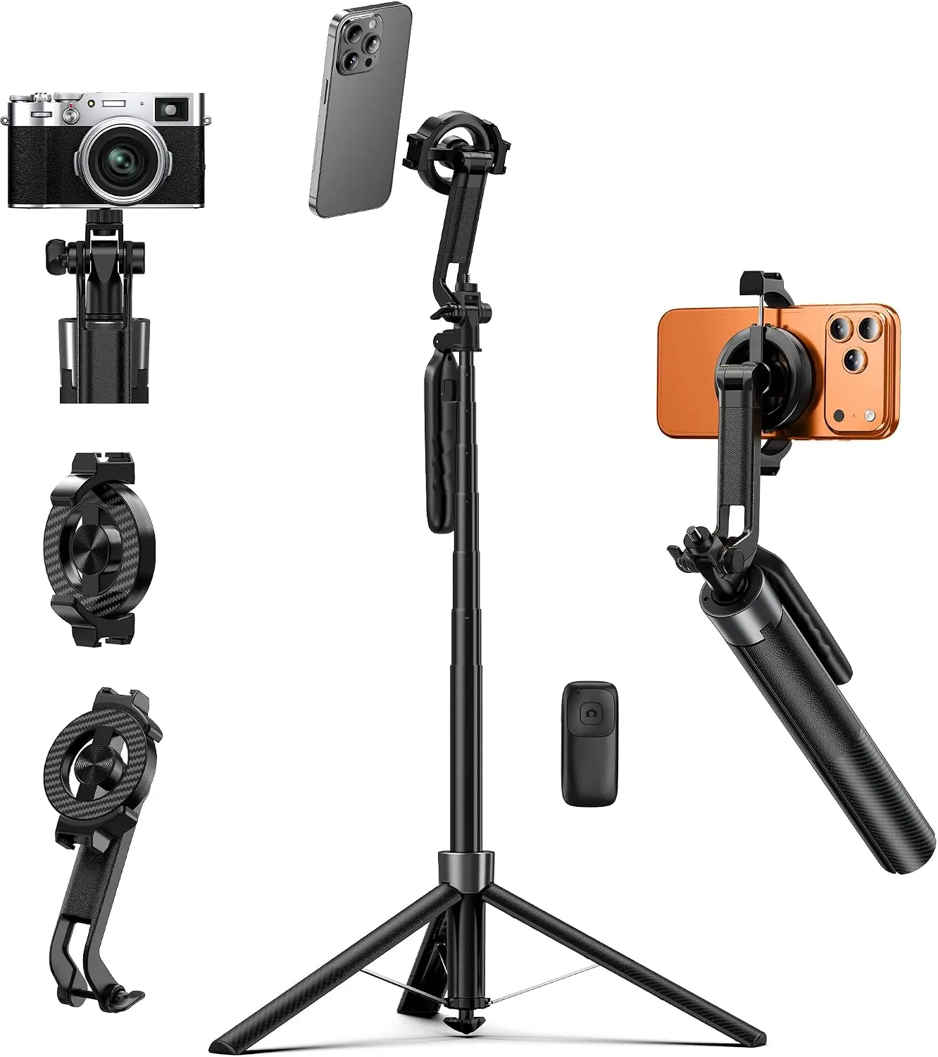 72" Magnetic Phone Tripod & Selfie Stick Tripod with Remote | Auto-Open MagSafe Tripod for iPhone & Android, Portable Camera Stand for Travel, Vlogging, Livestreaming & Group Photos