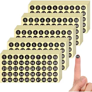 5000 count 1 to 50 Consecutive Number Stickers, 100 Sheets Black Round Labels, 0.4 Inch Self-Adhesive Small Dot  Numbered Stickers for Indoor Outdoor Use, Inventory Storage Organizing Boxes