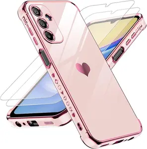 Galaxy S20 FE 5G Case: with Screen Protector [2 Pcs]+ Full Camera Protection, Love Heart Plating Girly Women Cute Luxury Soft TPU Case for Samsung S20 Fe