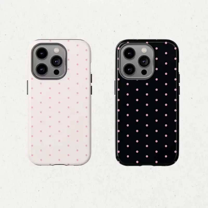 Pink Polka Dot Phone Case, Cute Classic Pattern Protective Cover, Shockproof Anti-Scratch Slim Shell, Trendy Fashion Accessory Compatible with iPhone 13 14 15 16 Pro 17 Pro Max