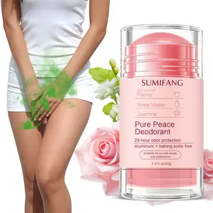 Sumifang Floral Natural Deodorant Stick, Aluminum-Free, Gentle Formula, Peony, Rose Water, Jasmine, 24-Hour Odor Control Freshness, Portable, 40g