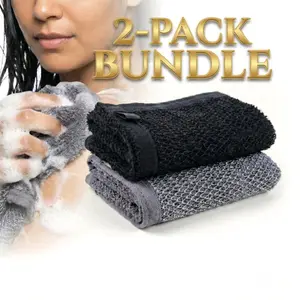 Alpha Sponge Luxury Exfoliation Cloth 2-Pack Dual-Textured African Bath Net & Plush Cotton for Gentle Exfoliation Deep Cleansing Eco-Friendly Machine Washable Perfect for Sensitive Skin